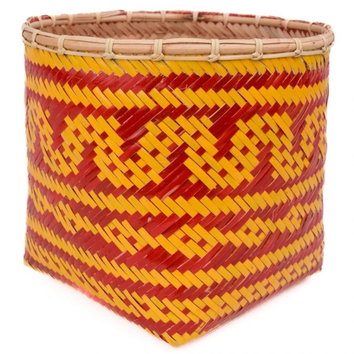 Bamboo weaved basket Red Yellow Design BB52