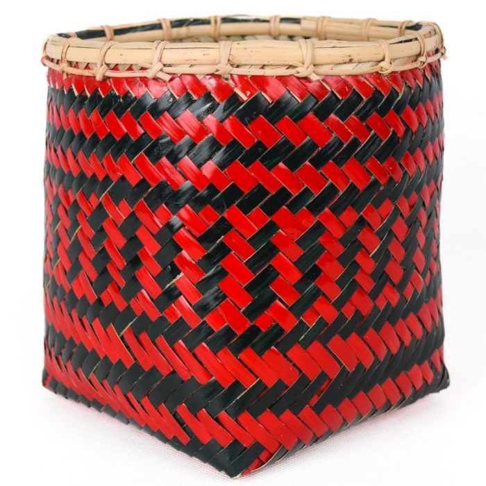 Bamboo weaved basket Red Black Design BB29