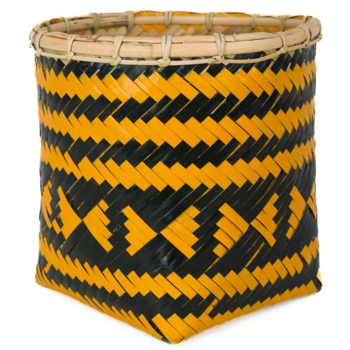 Bamboo weaved basket Black Yellow Design BB41