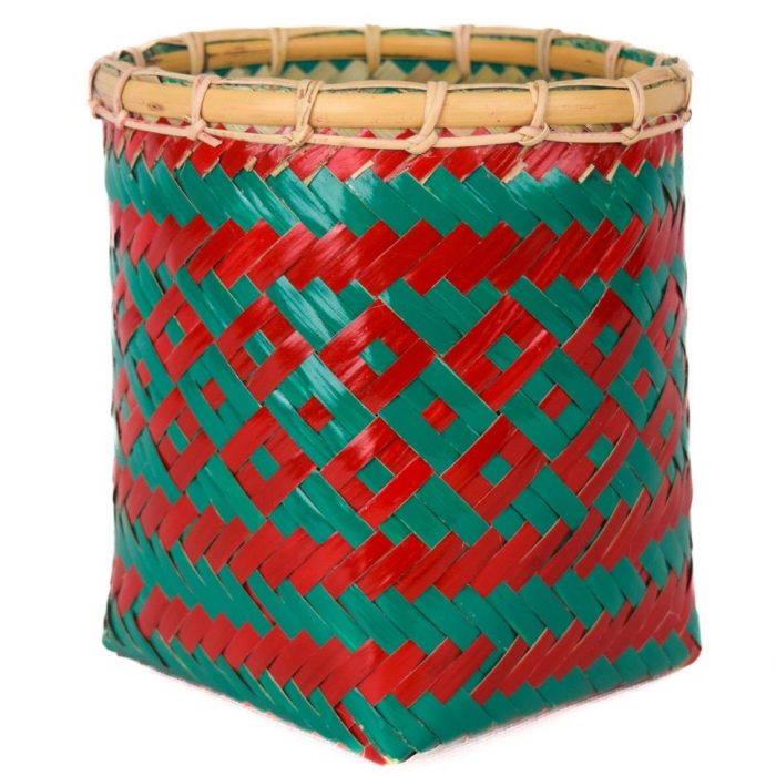 Bamboo weaved basket Red Green Design BB42