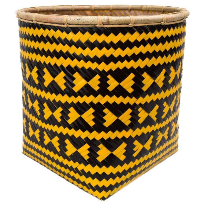 Bamboo weaved basket Black Yellow Design BB50