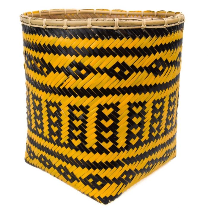 Bamboo weaved basket Black Yellow Design BB51