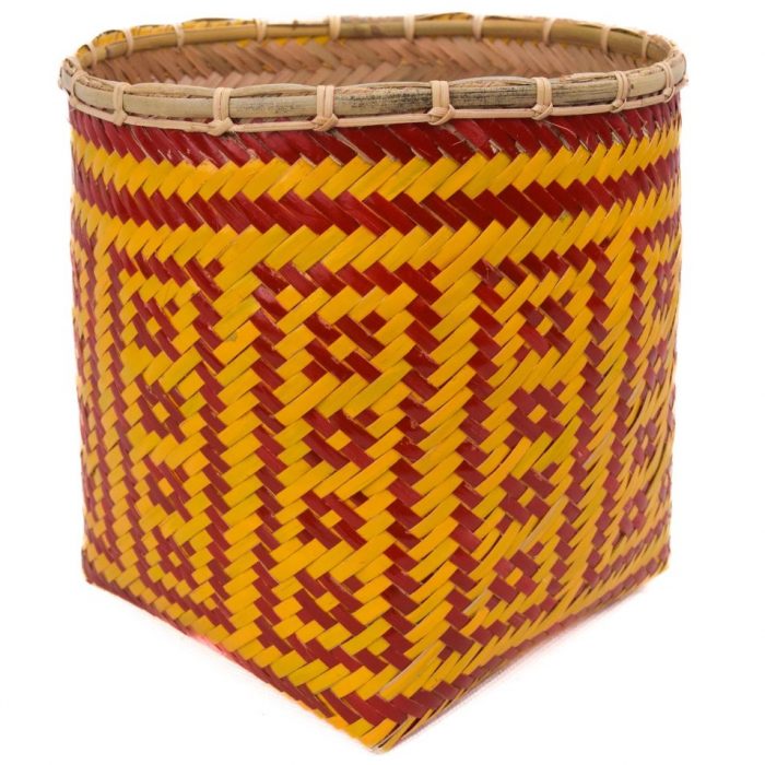 Bamboo weaved basket Red Yellow Design BB53