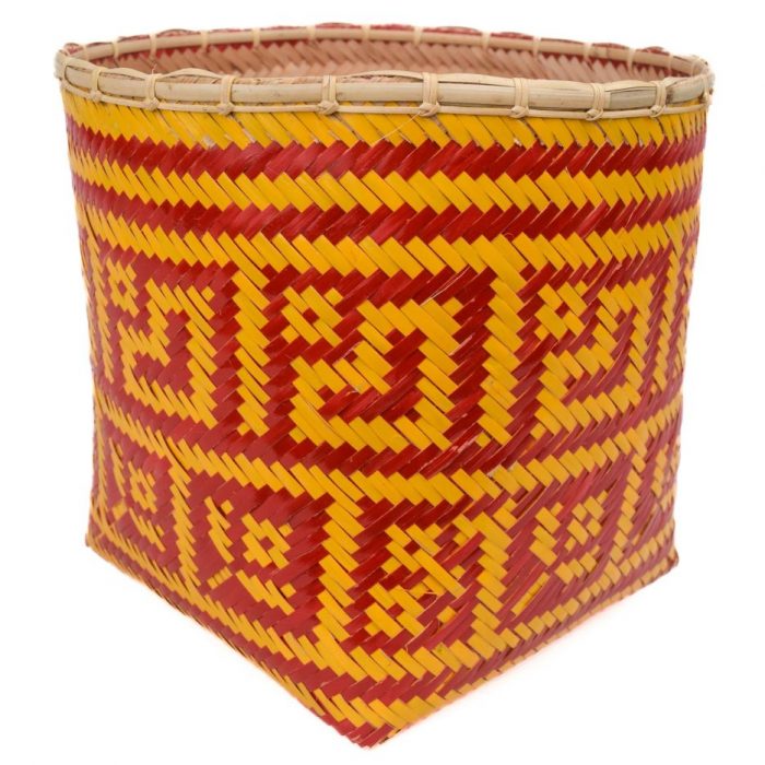 Bamboo weaved basket Red Yellow Design BB55