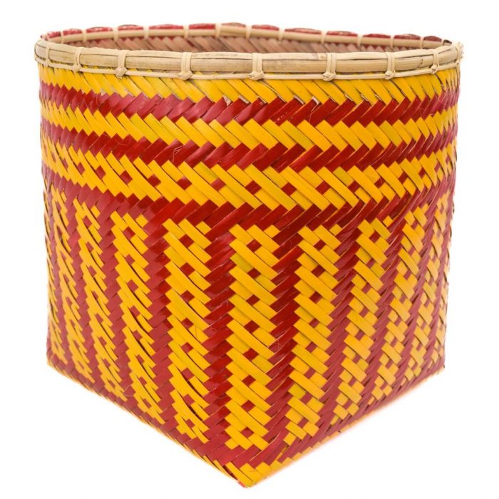 Bamboo weaved basket Red Yellow Design BB56