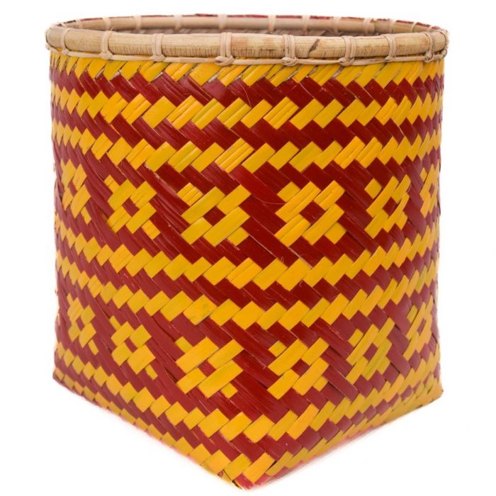 Bamboo weaved basket Red Yellow Design BB57