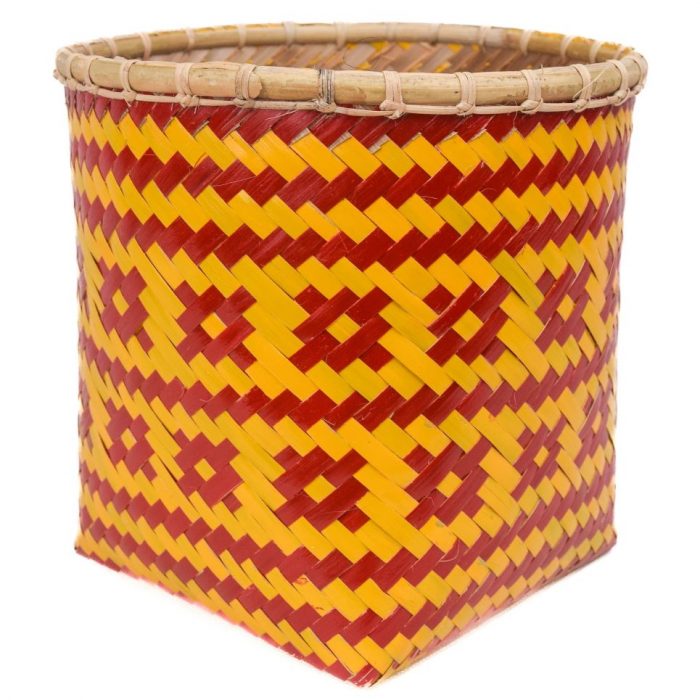 Bamboo weaved basket Red Yellow Design BB58