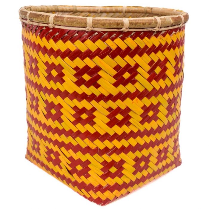 Bamboo weaved basket Red Yellow Design BB59