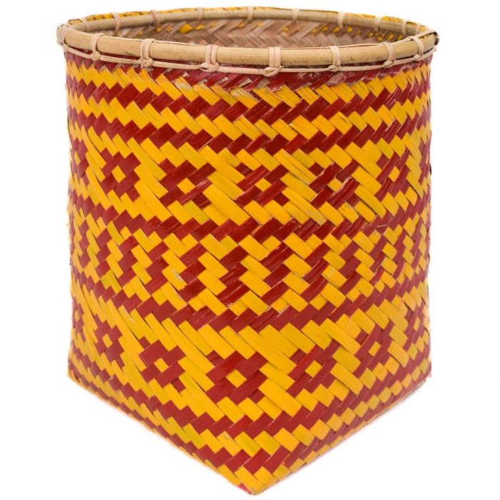 Bamboo weaved basket Red Yellow Design BB60