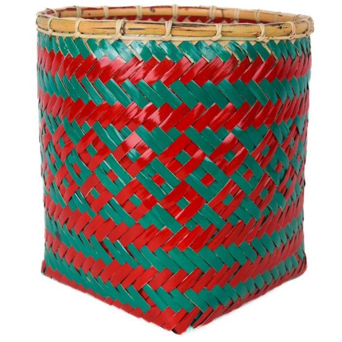 Bamboo weaved basket Red Green Design BB43