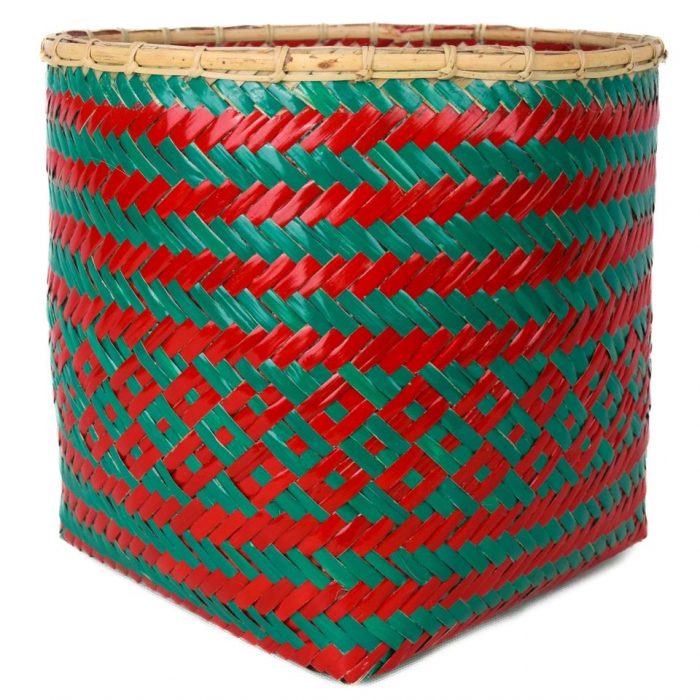 Bamboo weaved basket Red Green Design BB44