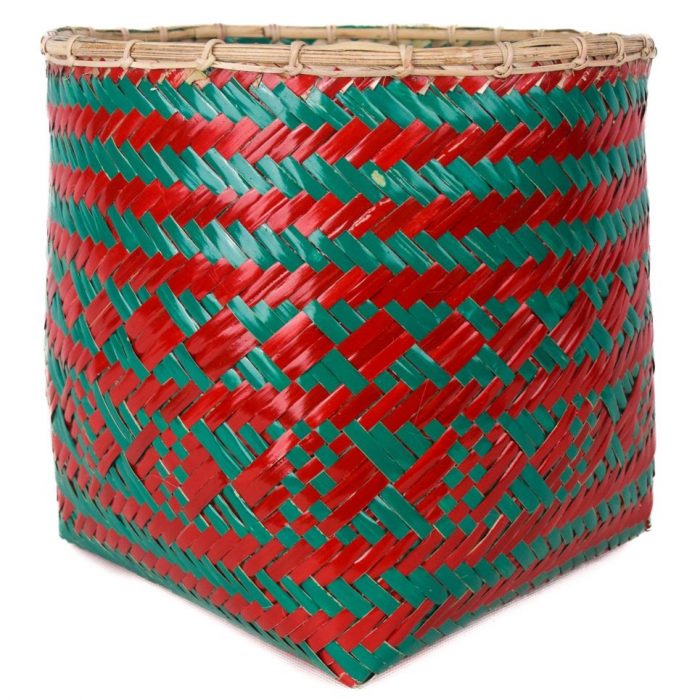 Bamboo weaved basket Red Green Design BB45